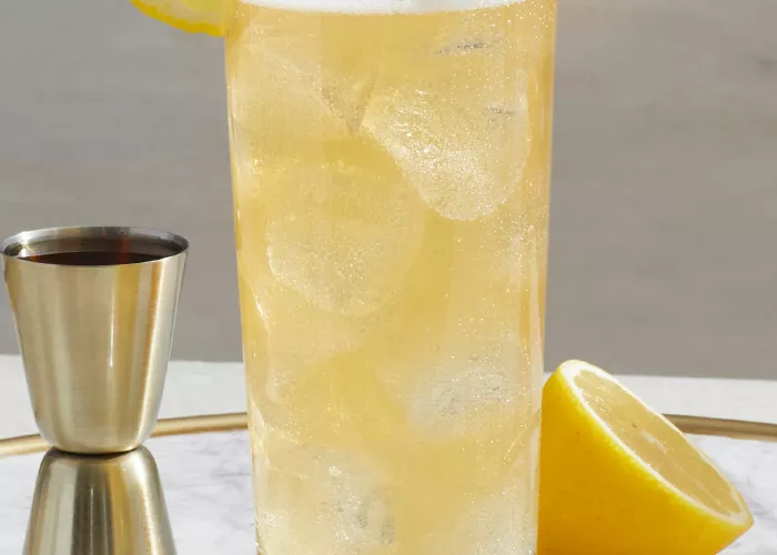 A glass of Courvoisier® Gala garnished with Lemon Wheel 