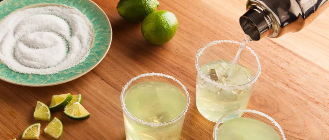 Three glass of premier argarita with refreshing lemon