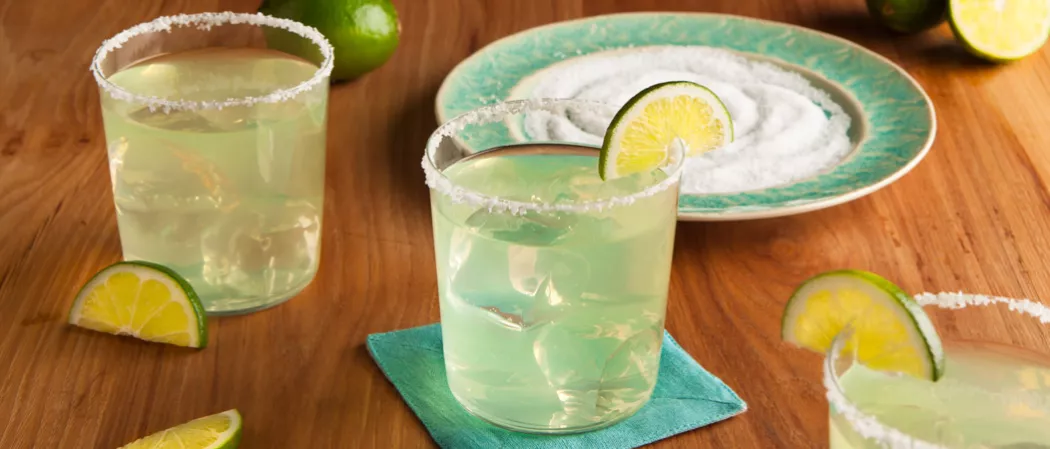 Three glass of premier argarita with refreshing lemon