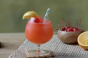 Thumbnail of a video explaining "How to make a Sunset Daiquiri"
